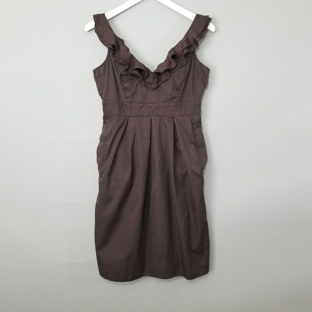 Anthropologie Moulinette Soeurs Brown Ruffle Dress